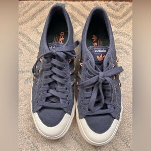 Adidas Nizza Dark Blue Canvas Sneakers with White Toe - Unisex - Size 7